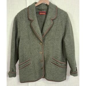 Vtg Geiger AUSTRIA Military 100% Virgin Boiled Wool Jacket Coat XL Brass Buttons